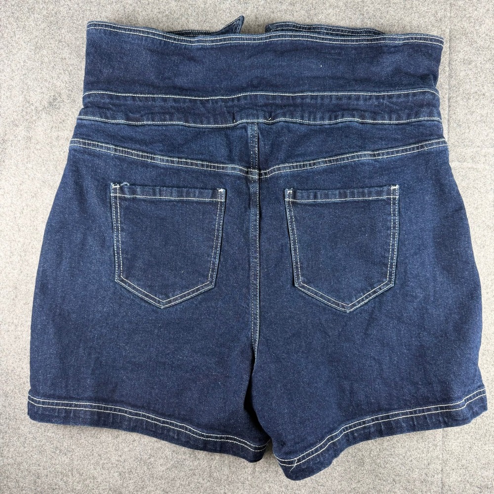 Eloquii Denim Womens 14 Dark Wash High Rise Button Fly Sailor Shorts